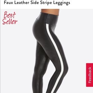Spanx faux leather side stripe leggings SMALL
